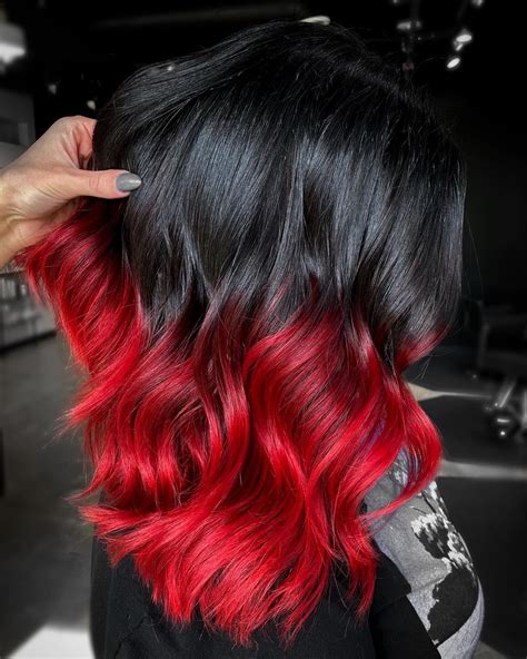 dark red and black hairstyles|bright red and black hair.